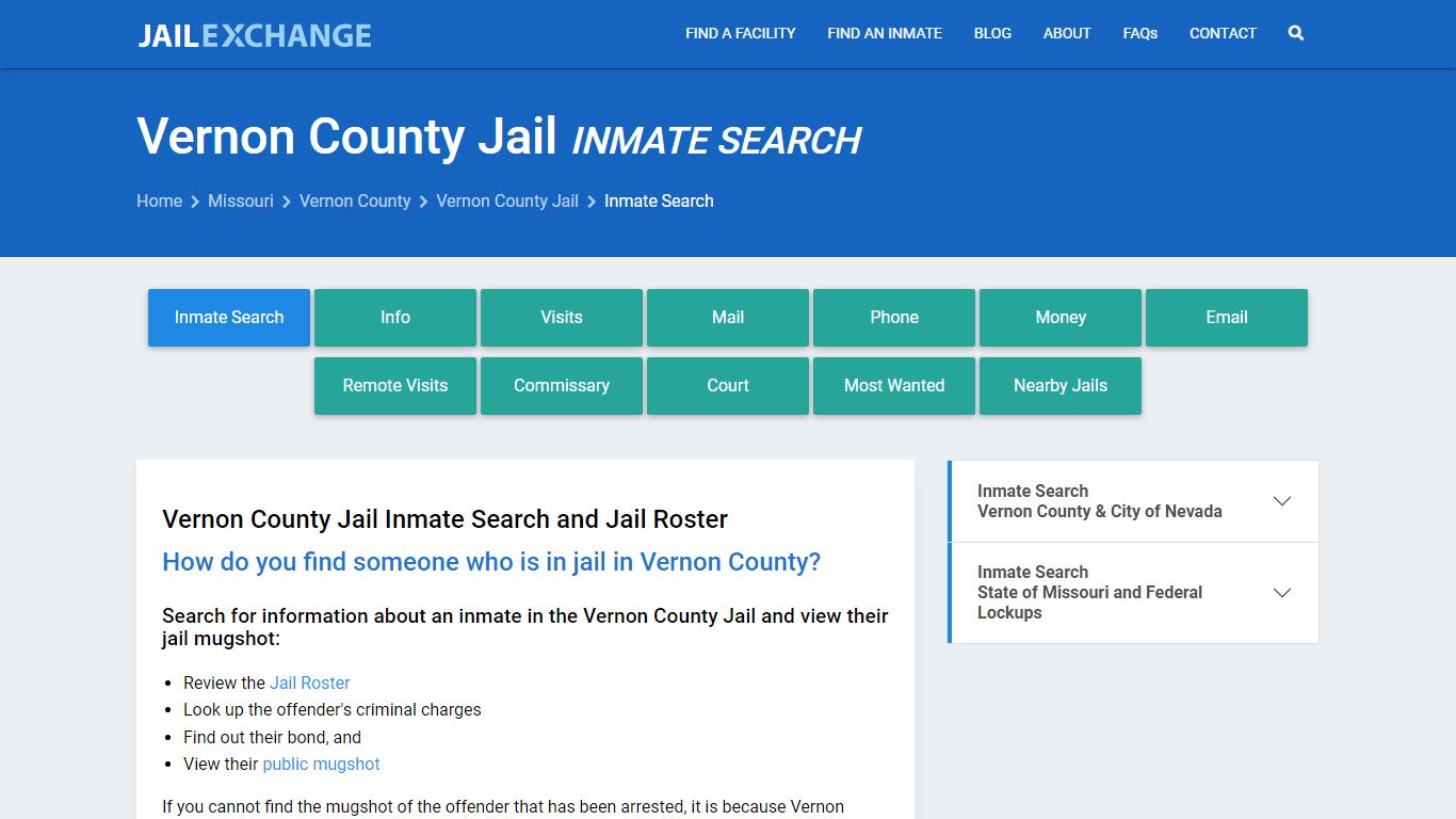 Inmate Search: Roster & Mugshots - Vernon County Jail, MO